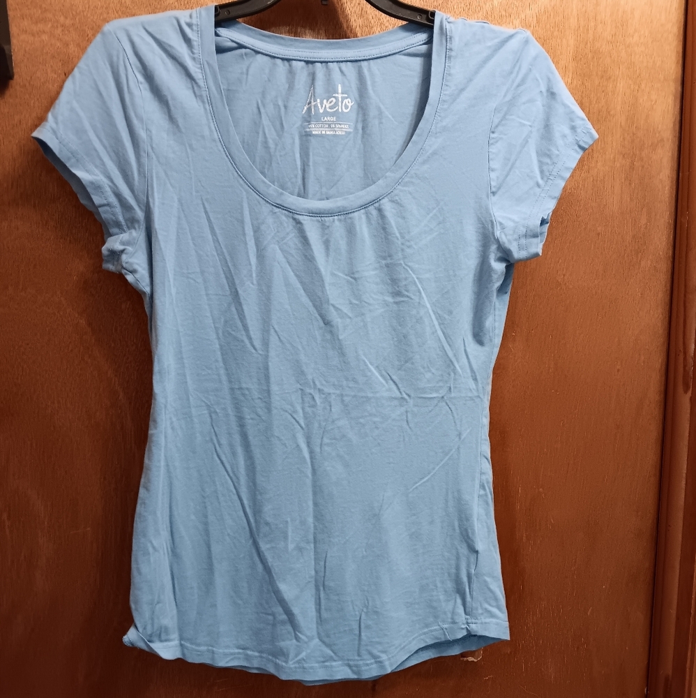 AVeto Blue Fitted Short Sleeve Tee